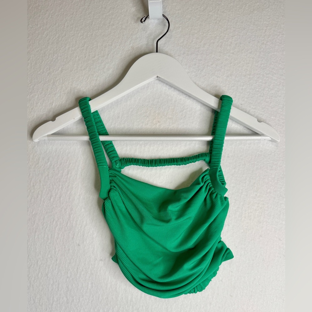 Hello Molly Emerald Ribbed Crop Top, Size XS